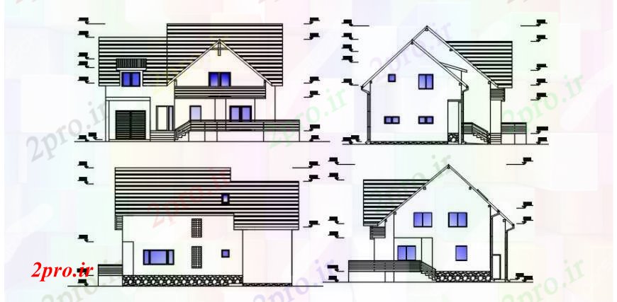 دانلود نقشه مسکونی  ، ویلایی ، آپارتمان  نماجزئیات واحد مسکونی به  (کد103130)