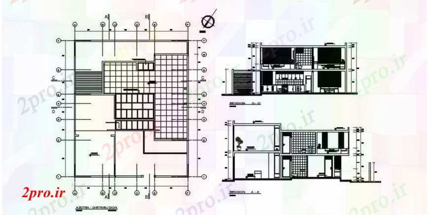 دانلود نقشه مسکونی  ، ویلایی ، آپارتمان  طرحی نما  و جزئیات مقطعی آپارتمان   (کد103243)