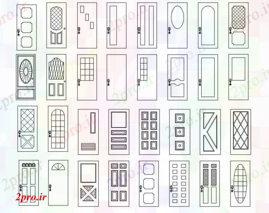 دانلود نقشه جزئیات طراحی در و پنجره  طراحی درب بلوک های مختلف  (کد103269)