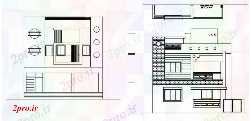 دانلود نقشه مسکونی  ، ویلایی ، آپارتمان  آپارتمان مسکن دو نقشه دان نما  به  (کد103270)