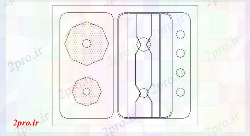 دانلود نقشه بلوک ، آرام ، نماد بلوک آشپزخانه اجاق گاز نما دو بعدی  جزئیات (کد103280)