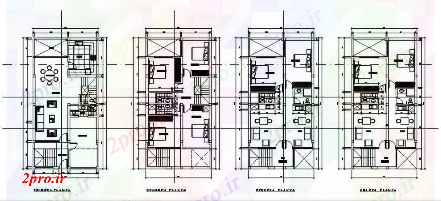 دانلود نقشه مسکونی ، ویلایی ، آپارتمان طراحی طرحی طبقه جزئیات از خانه دو بعدی اتوکد 7 در 14 متر (کد103297)