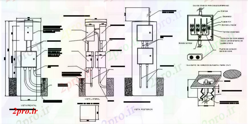 دانلود نقشه اتوماسیون و نقشه های برق جزئیاتطراحی از بلوک های الکتریکی  (کد103318)