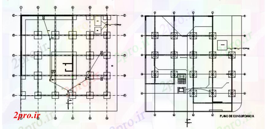 دانلود نقشه طراحی اتوکد پایه بنیاد طراحی طرحی ساختاری 27 در 27 متر (کد103321)