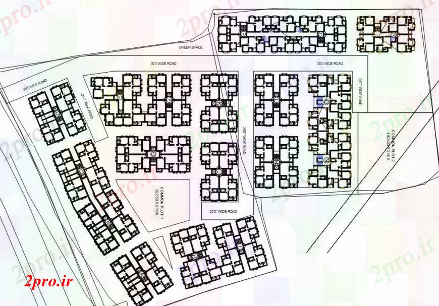 دانلود نقشه برنامه ریزی شهری د طراحی طرحی مشترک 64 در 174 متر (کد103362)