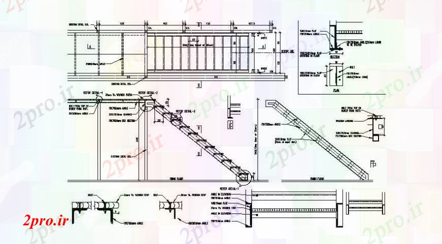 دانلود نقشه جزئیات پله و راه پله   د  ترسیم جزئیات کف پله     (کد103383)