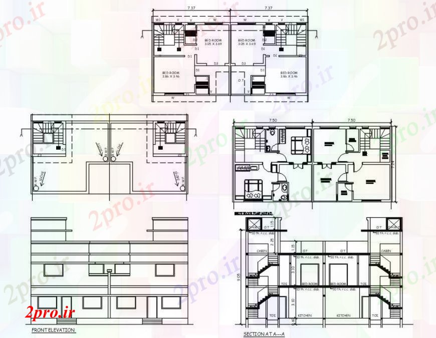 دانلود نقشه مسکونی  ، ویلایی ، آپارتمان   د طراحی از زیر نما   خودرو (کد103399)