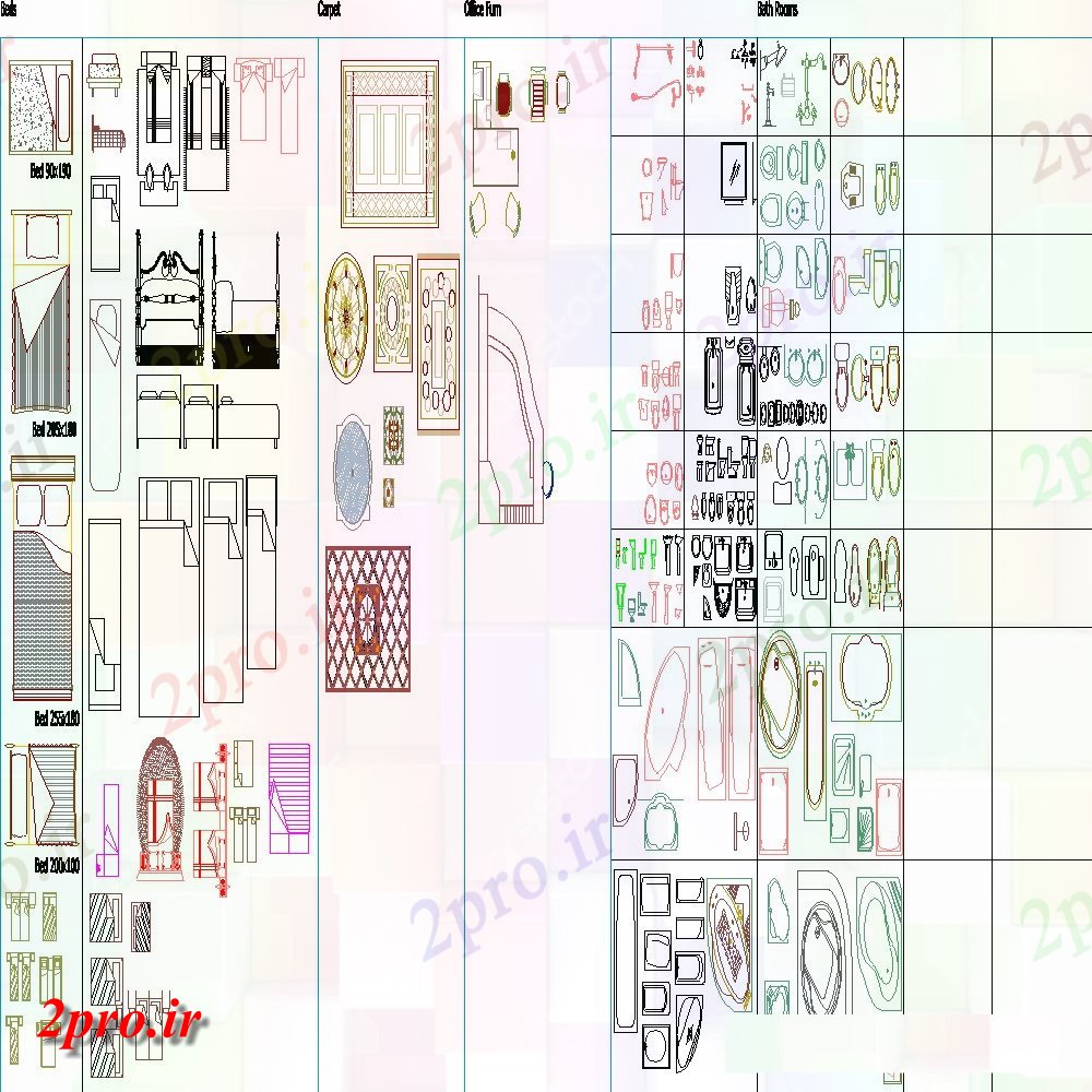 دانلود نقشه بلوک های بهداشتی  طراحی جزئیات نمای بالای دیوارهای منحنی در حمام (کد103412)