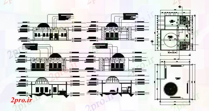دانلود نقشه کلیسا - معبد - مکان مذهبی طراحی دو بعدی مسجد ساخت های 11 در 13 متر (کد103416)