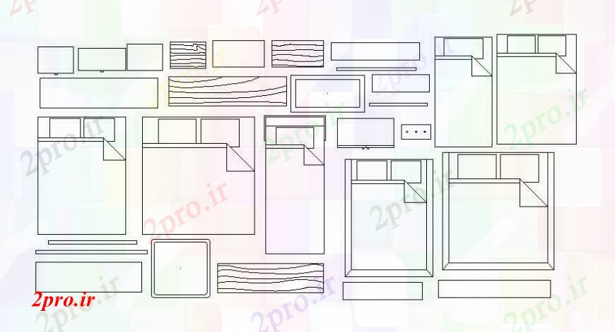 دانلود نقشه بلوک مبلمان  سایبان جزئیات تخت دو نفره (کد103421)