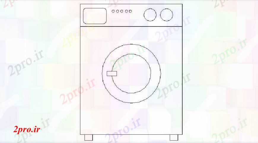 دانلود نقشه بلوک ، آرام ، نماد ماشین لباسشویی نما دو بعدی   (کد103488)