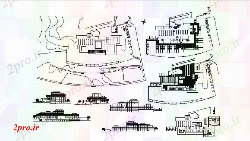 دانلود نقشه ساختمان اداری - تجاری - صنعتی چند سطح ساختمان اداری تمام سطوح طرفه و بخش طراحی جزئیات 56 در 148 متر (کد103495)