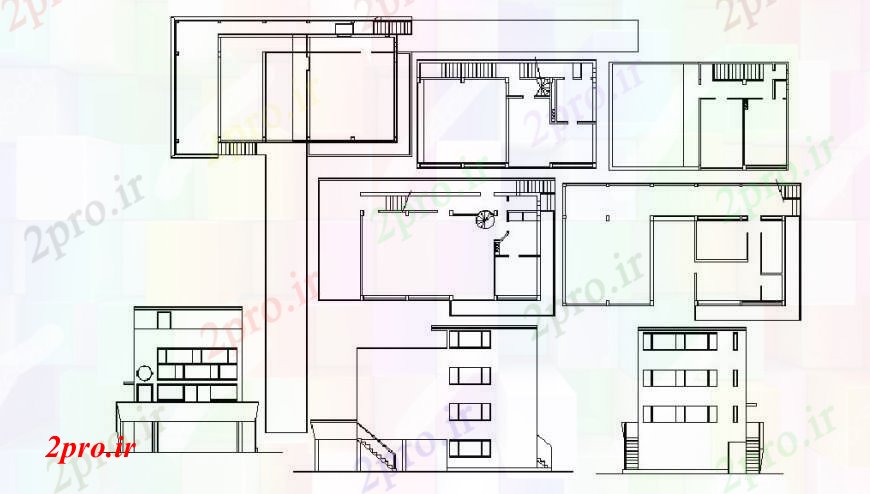 دانلود نقشه مسکونی  ، ویلایی ، آپارتمان  سه سطح خانه ساخت تمام نما و ساختار طراحی طرفه جزئیات  (کد103496)