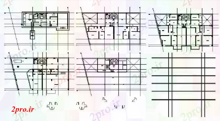 دانلود نقشه مسکونی ، ویلایی ، آپارتمان مسکونی چند آشنا نما ساختمان، بخش و طرحی طبقه طراحی جزئیات 9 در 19 متر (کد103507)