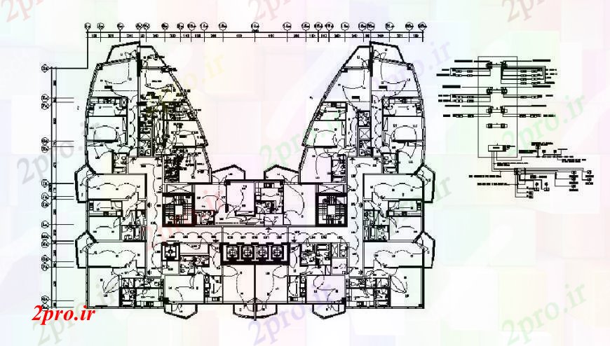 دانلود نقشه مسکونی  ، ویلایی ، آپارتمان  نمونه طراحی طبقه سوم تخت با  نصب و راه اندازی برق طراحی جزئیات  (کد103535)