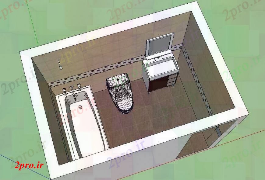 دانلود نقشه حمام مستر مدل تریدی از طراحی حمام SKP  (کد103543)
