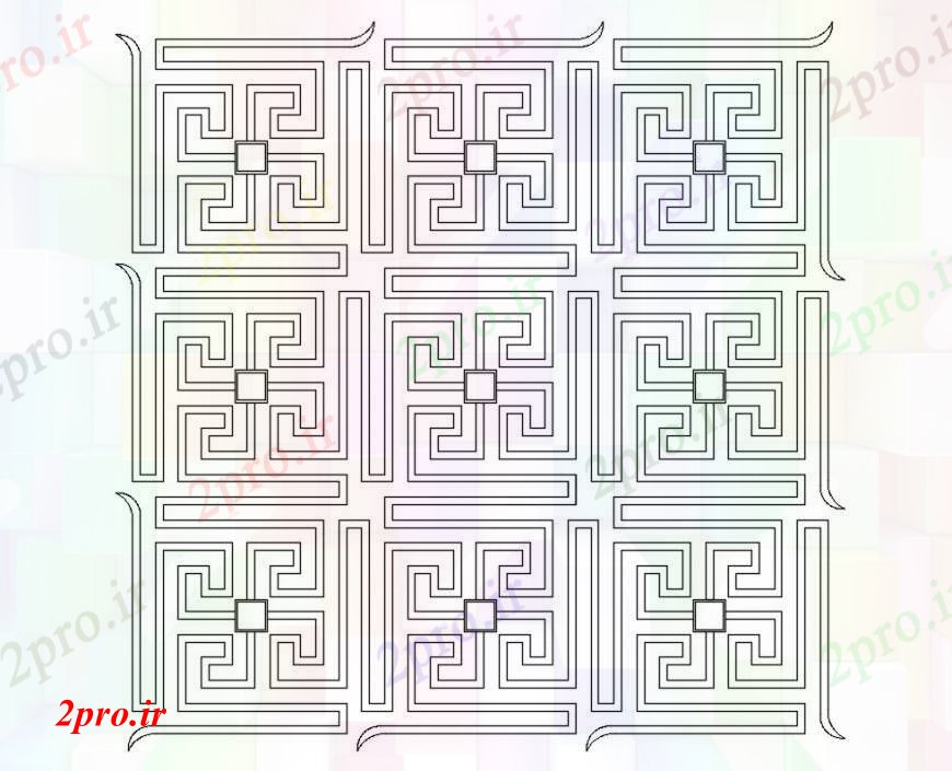 دانلود نقشه بلوک ، آرام ، نماد  کوره های تزئینی  طراحی  (کد103546)