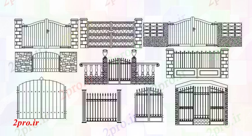 دانلود نقشه جزئیات طراحی در و پنجره  جزئیات  طراحی های طراحی دروازه اصلی (کد103556)