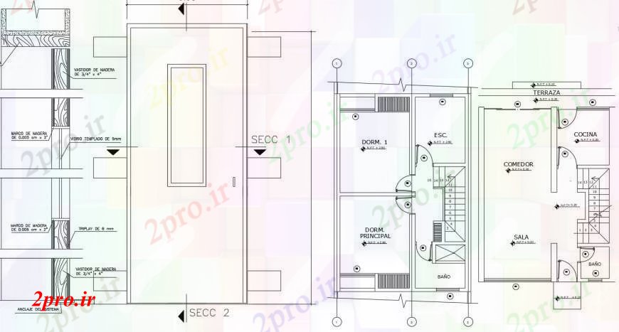 دانلود نقشه جزئیات پله و راه پله د طراحی از بخش راه پله طراحی 12 در 23 متر (کد103622)