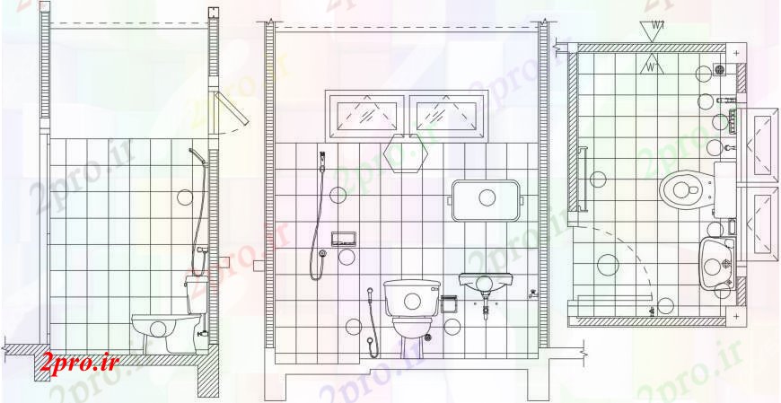 دانلود نقشه حمام مستر طراحی  دو بعدی  از حمام جزئیات     (کد103640)
