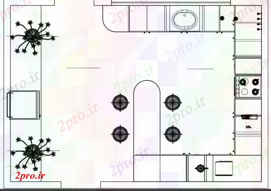 دانلود نقشه طراحی مبلمان آشپزخانه  د رسم خروجی آشپزخانه طراحی   خودرو (کد103641)