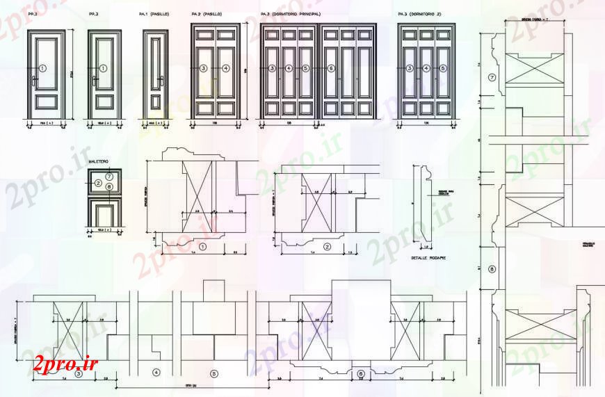 دانلود نقشه جزئیات طراحی در و پنجره  طراحیدرب بزرگ جزئیات  اتوکد (کد103650)