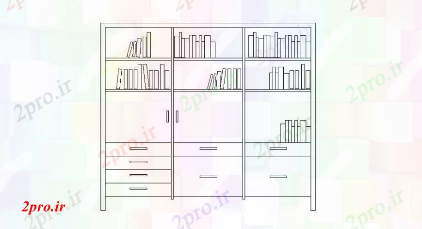 دانلود نقشه بلوک مبلمان کتاب و چند منظوره کابینه بلوک نما طراحی جزئیات (کد103673)