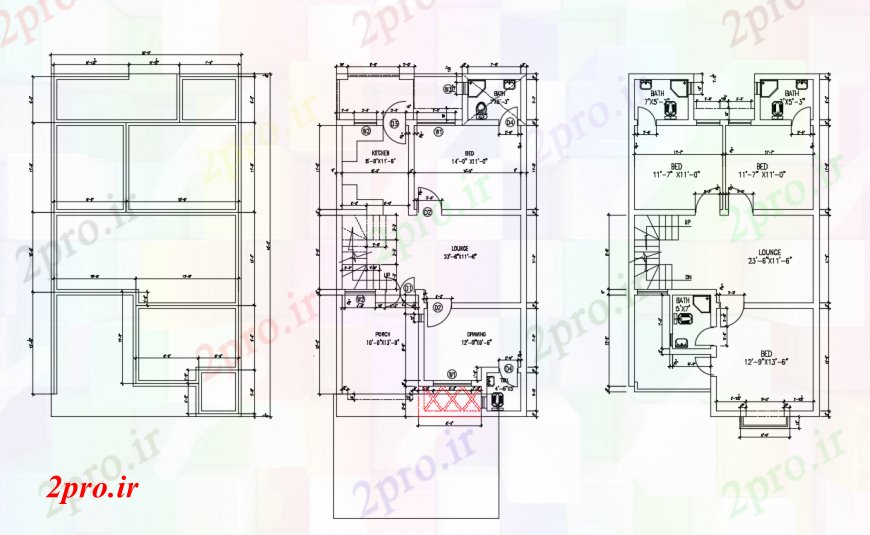 دانلود نقشه مسکونی  ، ویلایی ، آپارتمان  طرحی خانه های مسکونی دراز کردن جزئیات  رسم  (کد103678)