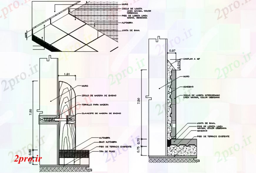 دانلود نقشه طراحی جزئیات ساختار دامنی محل و ساخت و ساز دیوار  (کد103704)