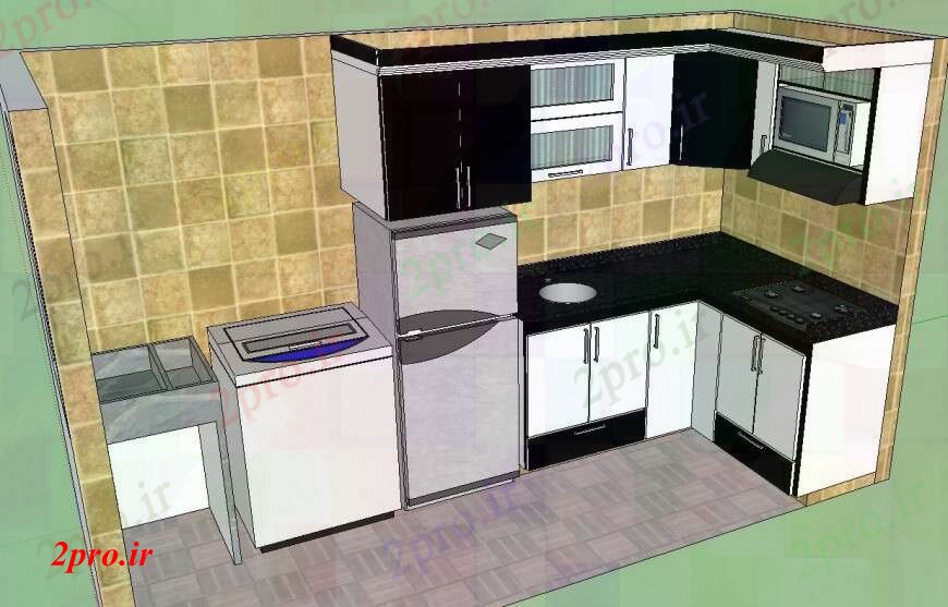 دانلود نقشه طراحی مبلمان آشپزخانه  د طراحی از آشپزخانه   خودرو (کد103721)