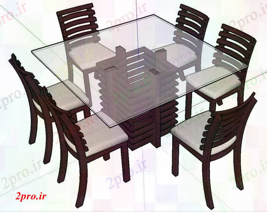 دانلود نقشه میز و صندلی  میز ناهار خوری  طراحی مدرن  (کد103738)