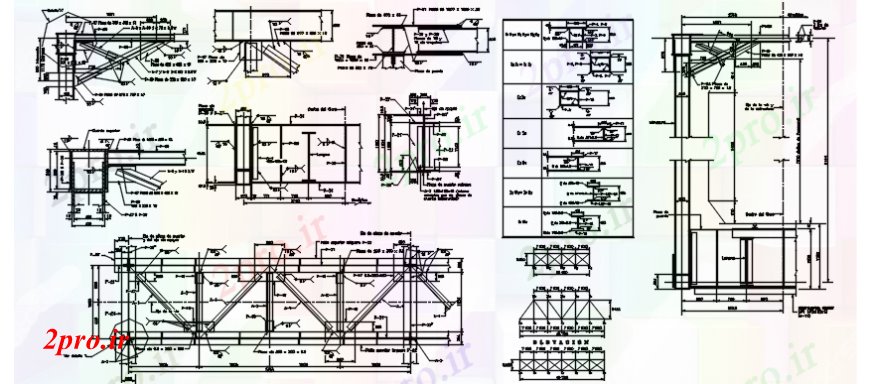 دانلود نقشه جزئیات ساخت پل بخش ها و ساختار رسم سازنده جزئیات از فولاد راه آهن  پل  (کد103797)