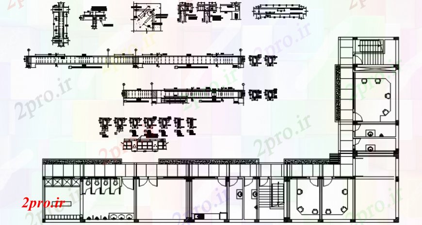 دانلود نقشه ساختمان اداری - تجاری - صنعتی محلی طراحی دفتر و برنامه تیرها و ستون جزئیات 17 در 30 متر (کد103799)