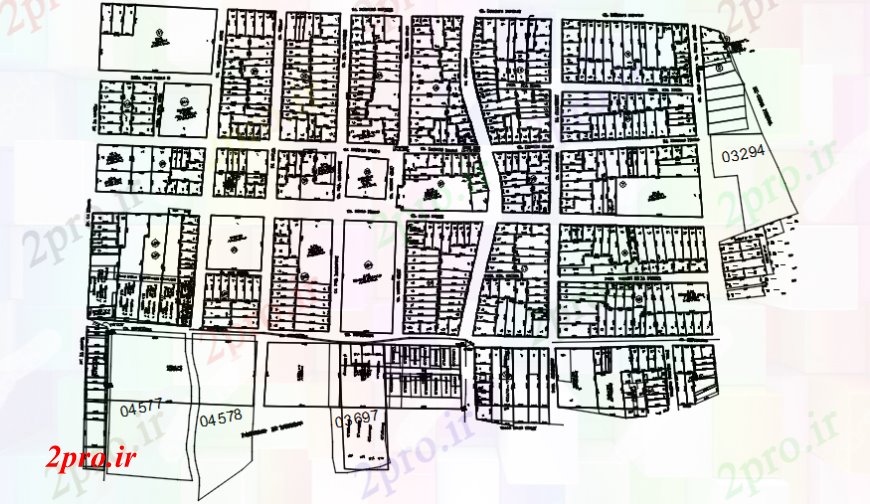 دانلود نقشه جزئیات پروژه های معماری عمومی رسم منطقه شهری و سایت پلان  (کد103817)