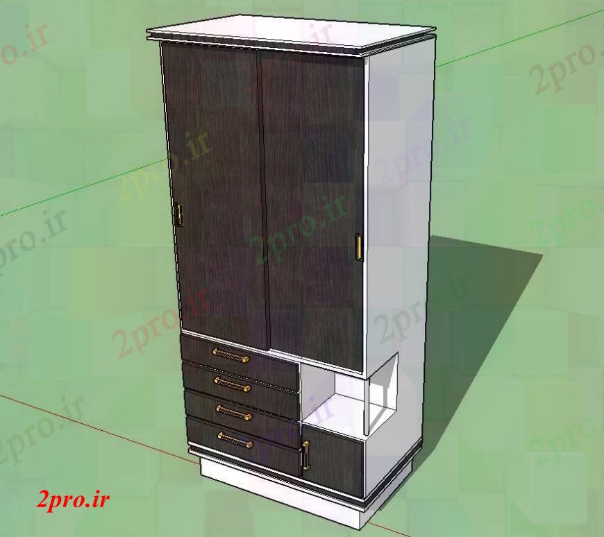 دانلود نقشه بلوک مبلمان  چوبی طراحی کمد SKP  (کد103829)