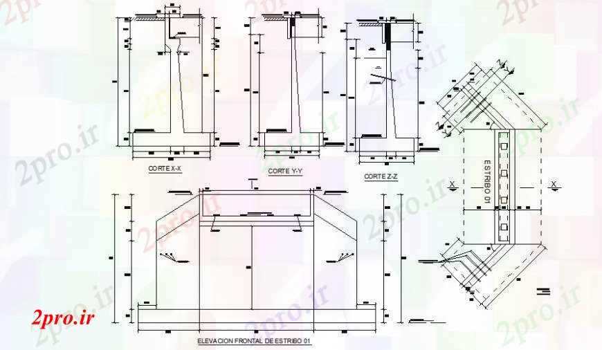 دانلود نقشه جزئیات ساخت پل ساختار پل را با حفظ ساخت و ساز دیوار جزئیات (کد103875)