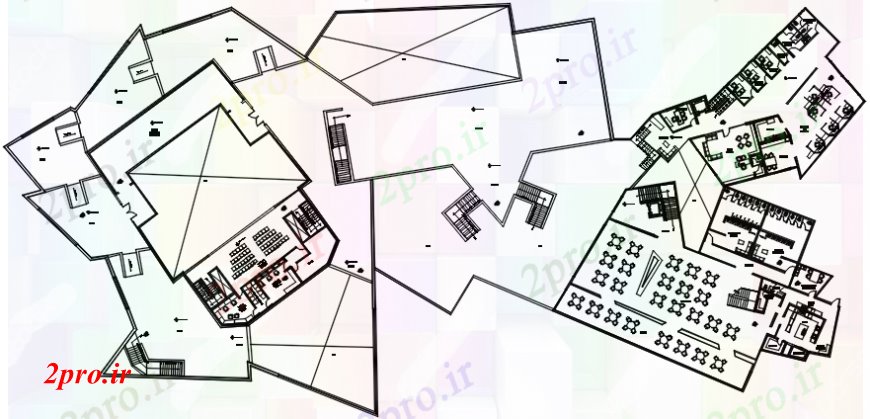 دانلود نقشه ساختمان دولتی ، سازمانی طراحی توزیع طراحی جزئیات از هنر مدرن موزه 49 در 102 متر (کد103928)