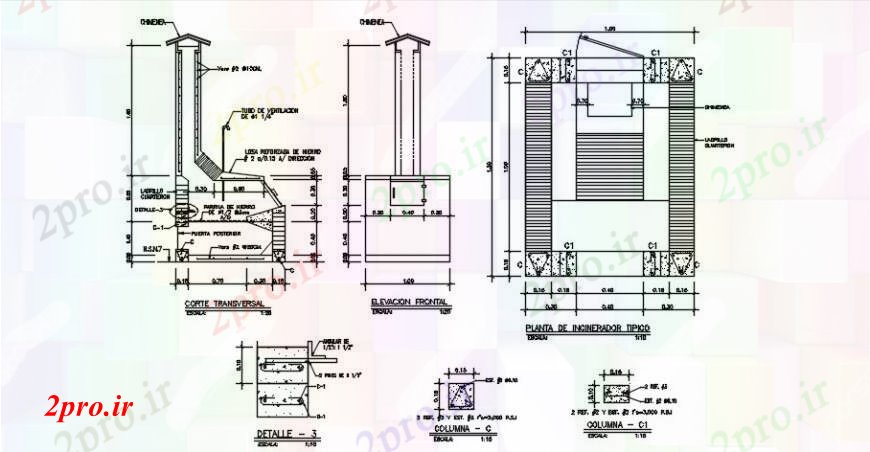 دانلود نقشه جزئیات ساخت و ساز  د طراحی از زباله سوز   خودرو (کد103929)