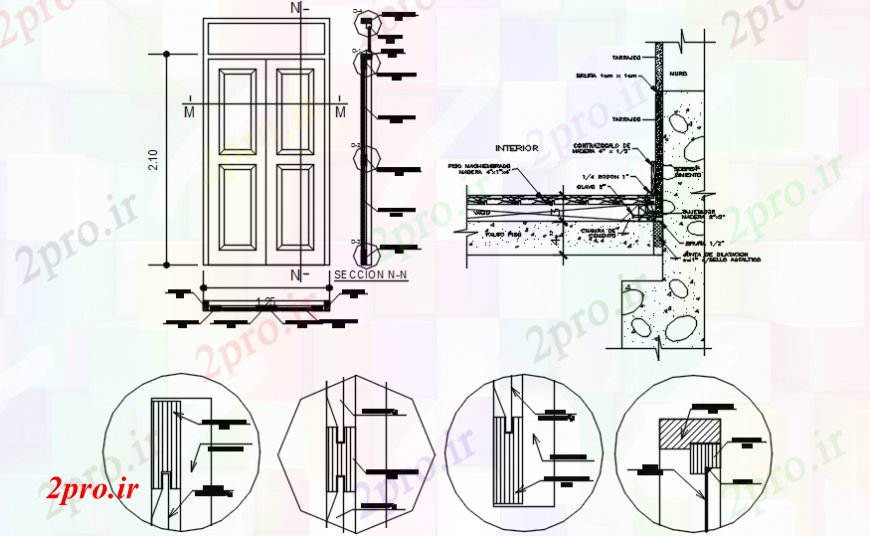 دانلود نقشه جزئیات طراحی در و پنجره  چوب نما درب و نصب و راه اندازی جزئیات (کد103962)