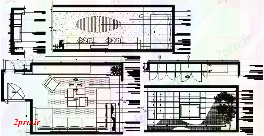 دانلود نقشه اتاق نشیمن ، حال ، پذیرایی تجملات رسم بخش اتاق، طرح، طرحی مبلمان و طراحی داخلی جزئیات 15 در 27 متر (کد103981)