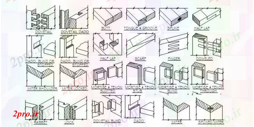 دانلود نقشه جزئیات ساخت و ساز طراحی  دو بعدی  از چوب  اتوکد کار (کد104011)