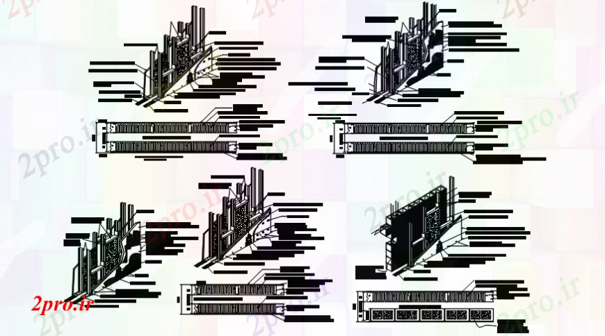 دانلود نقشه طراحی جزئیات ساختار دیوار صوتی چند ساختار سازنده طراحی جزئیات  (کد104022)