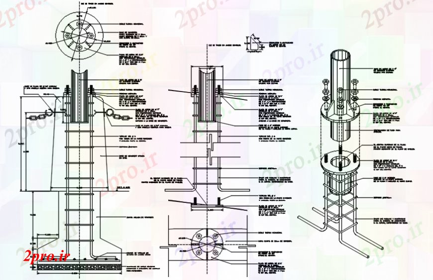 دانلود نقشه جزئیات ستون پایه برای ستون تاشو بخش سازنده جزئیات طراحی  (کد104031)