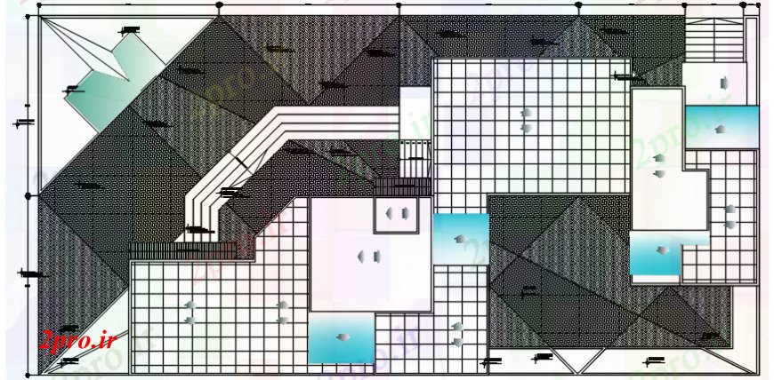 دانلود نقشه تئاتر چند منظوره - سینما - سالن کنفرانس - سالن همایشمعماری شهرستان طرحی سایت سالن طرح 22 در 44 متر (کد104065)