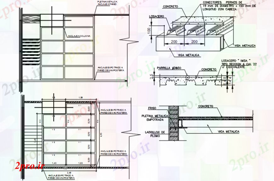 دانلود نقشه طراحی جزئیات ساختار سقف کاذب ساختار سازنده و بخش مشخصات دفتر کابین 4 در 10 متر (کد104080)