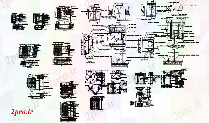دانلود نقشه جزئیات طراحی در و پنجره  چند نما درب های چوبی و نصب و راه اندازی (کد104087)