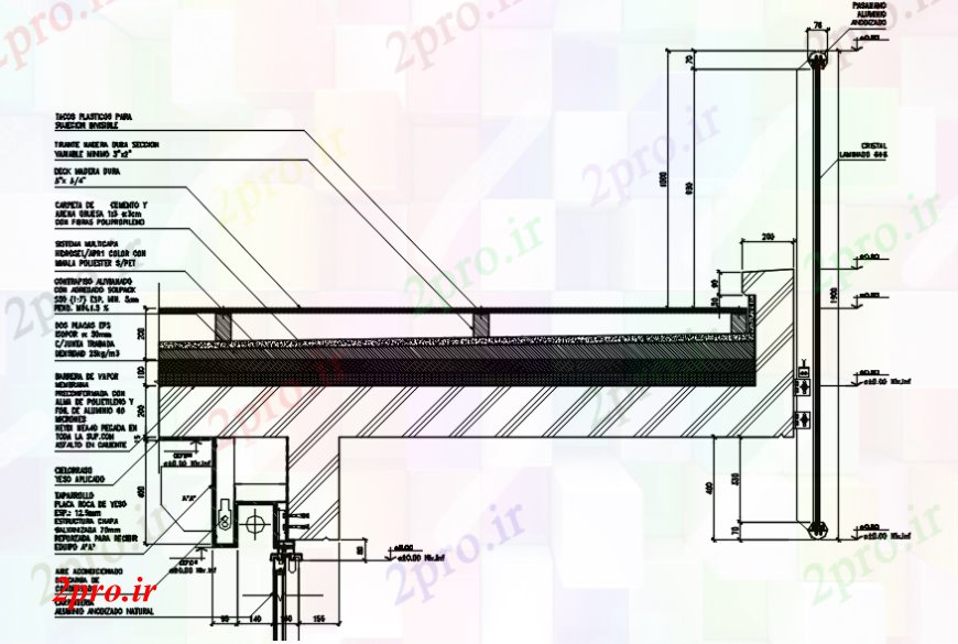 دانلود نقشه طراحی جزئیات ساختار عرشه تراس و راه آهن ساختار سازنده طراحی جزئیات (کد104092)