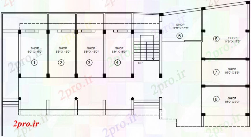 دانلود نقشه هایپر مارکت - مرکز خرید - فروشگاه مرکز خرید طبقه اول طراحی های 45 در 85 متر (کد104097)