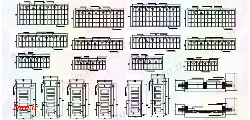 دانلود نقشه جزئیات طراحی در و پنجره درب خانه ها و نماات دروازه و نصب و راه اندازی طراحی جزئیات 8 در 35 متر (کد104146)