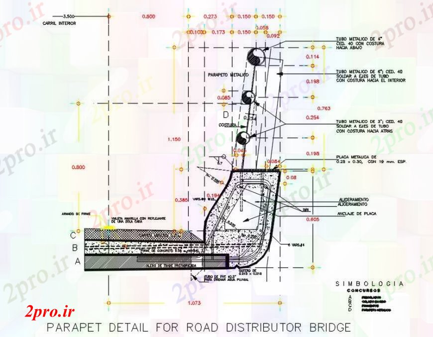 دانلود نقشه جزئیات ساخت پل از نرده توزیع پل   (کد104153)